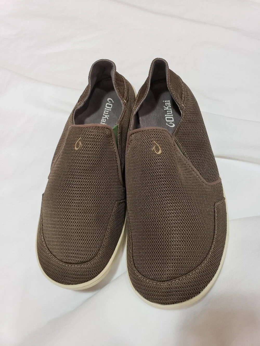 Olukai Men 10 Luke New Condition Mesh Tan Slip On Shoes Breathable Comfort